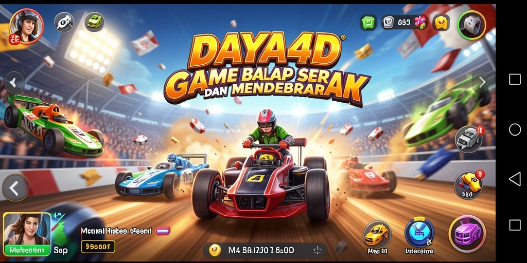 Gameplay menegangkan dengan trek balap yang menarik.