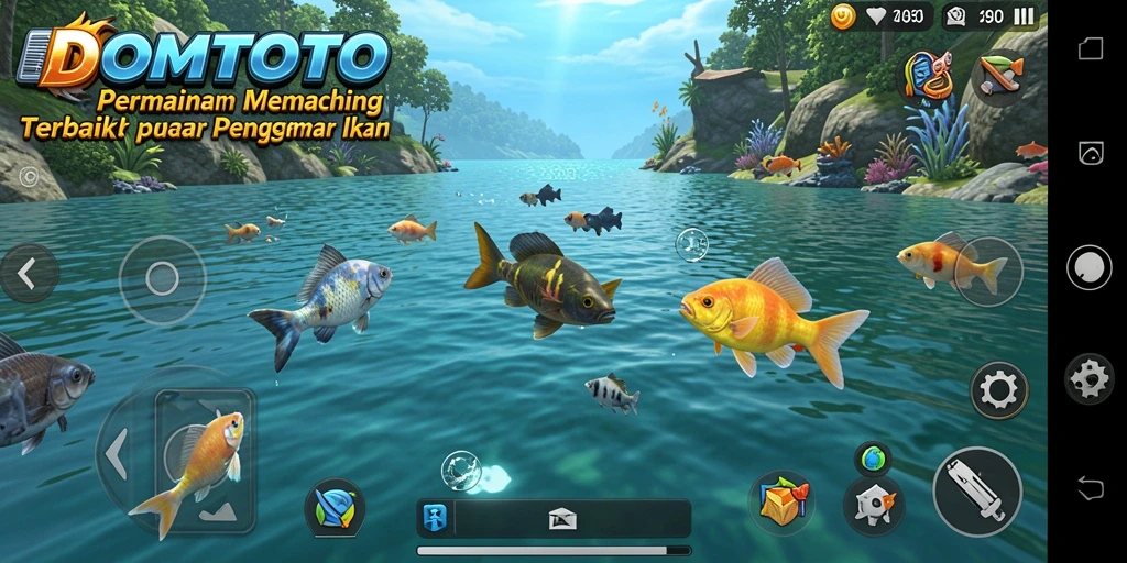 Tampilan gameplay DOMTOTO dengan suasana memancing yang realistis.