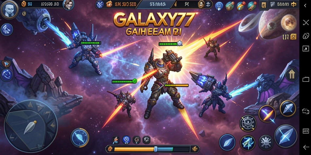 Tampilan seru pertempuran epik di luar angkasa di GALAXY77.
