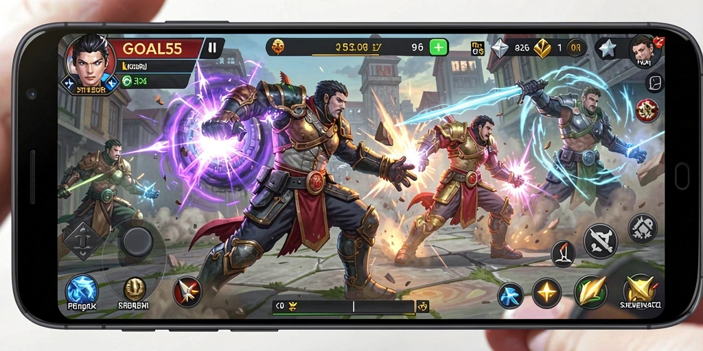 Tampilan gameplay seru dan mendebarkan di GOAL55