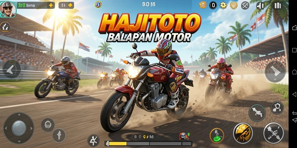 Gameplay mendebarkan di HAJITOTO saat beradu kecepatan motor.