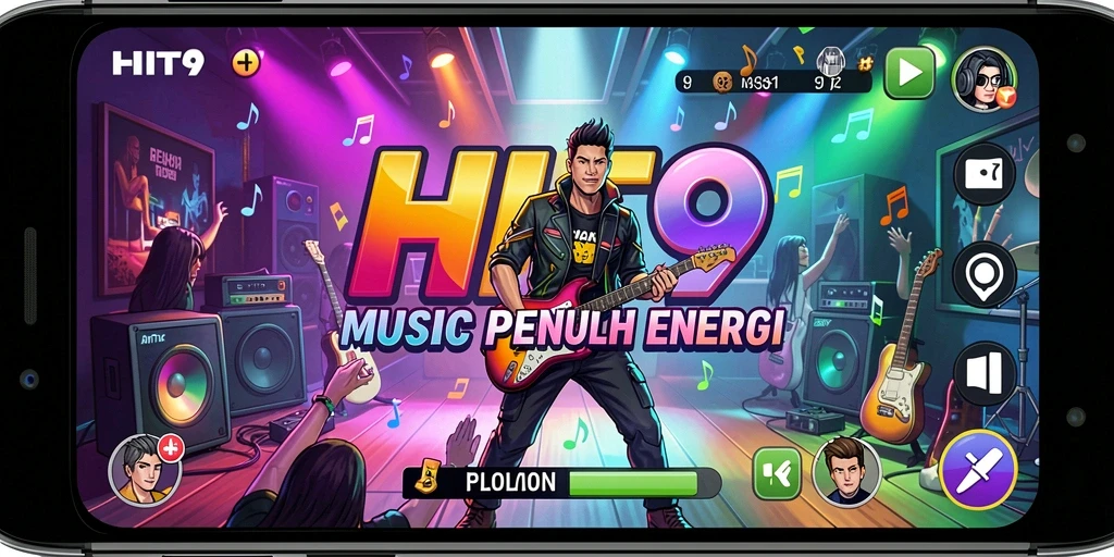 Tampilan gameplay HIT9 yang penuh warna dan energik.