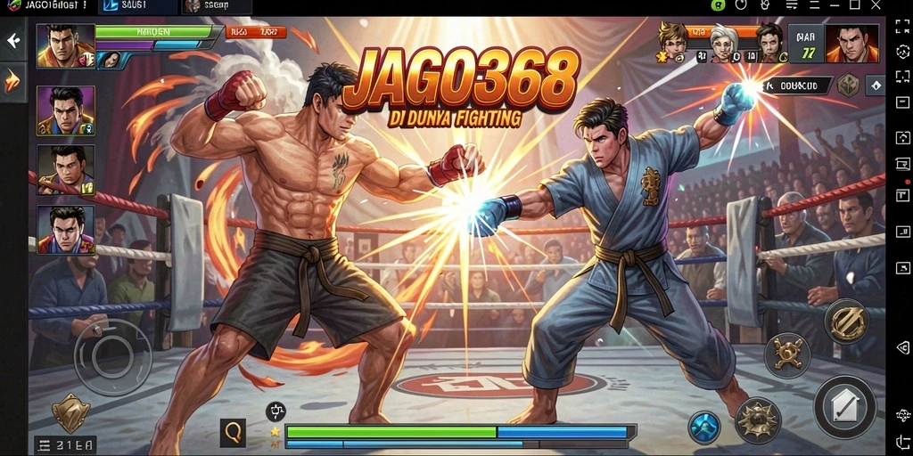 Tampilan gameplay menarik dengan pertarungan yang intens.