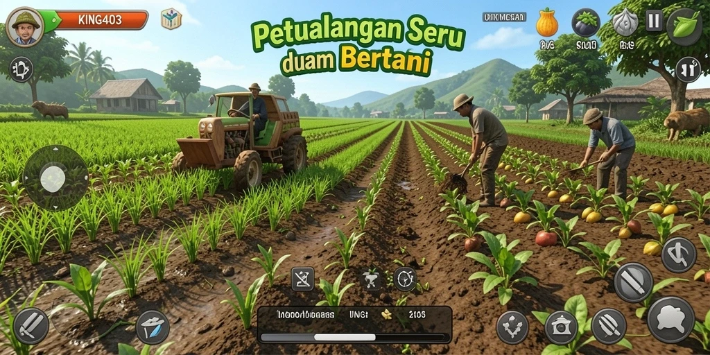 Tampilan gameplay KING403 yang menarik dan interaktif dalam bertani.