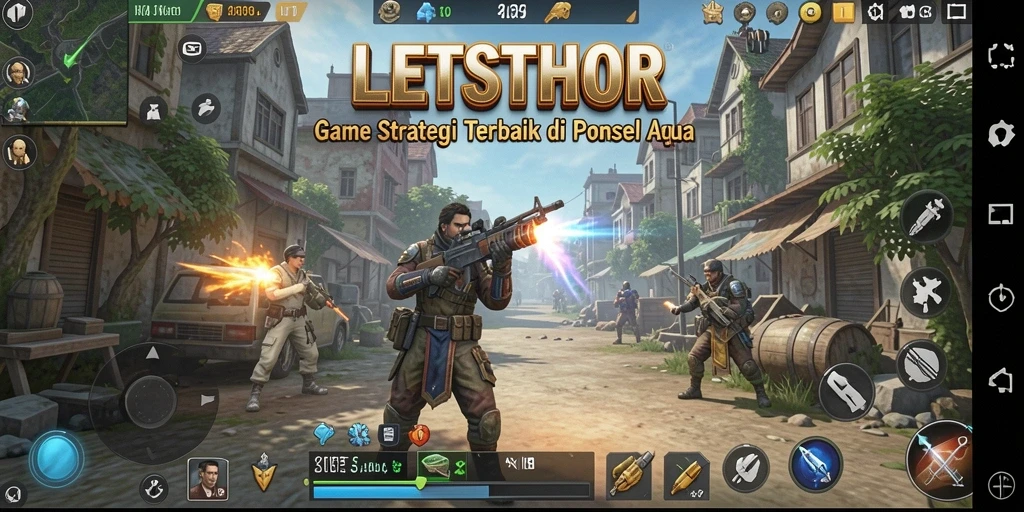 Tangkapan layar gameplay <strong>LETSTHOR</strong> menunjukkan aksi pertempuran yang intens dan strategi yang mendalam.