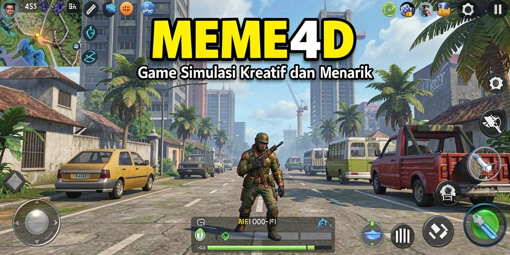 Tangkapan layar gameplay MEME4D dengan berbagai meme kreatif.