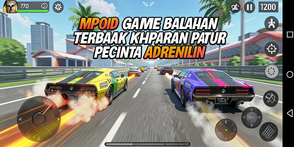 Screenshot aksi balapan menegangkan dalam MPOID dengan trek yang menantang.