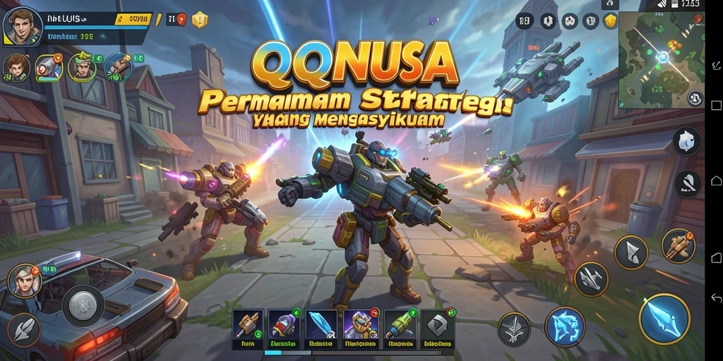 Tampilan gameplay QQNUSA dengan peperangan strategi yang intens.