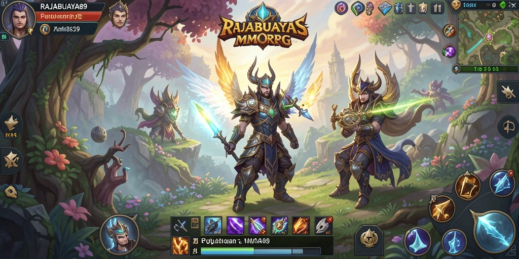 Screenshot gameplay <strong>RAJABUAYA89</strong> menunjukkan suasana pertempuran yang mendebarkan di dunia fantasi.