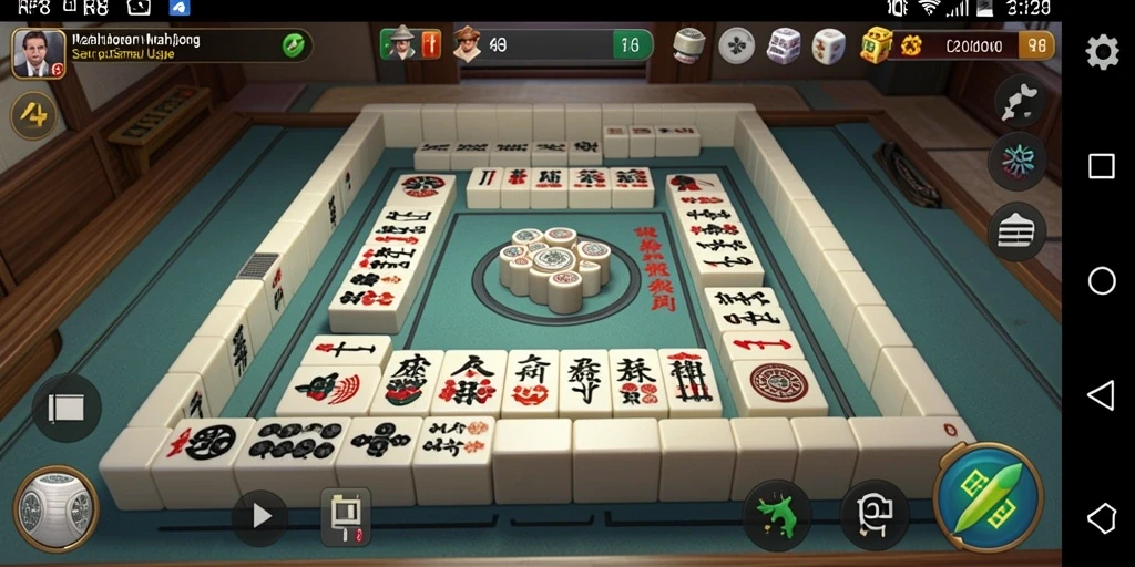 Screenshot gameplay RP8 yang menampilkan pengaturan Mahjong yang menakjubkan.