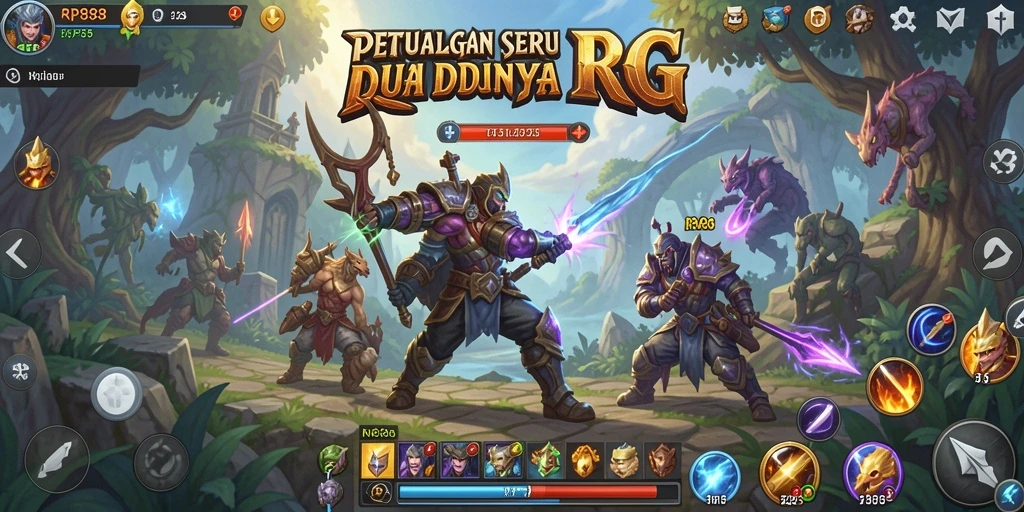 Screenshot utama RP888 menampilkan aksi pertarungan seru dalam dunia RPG.