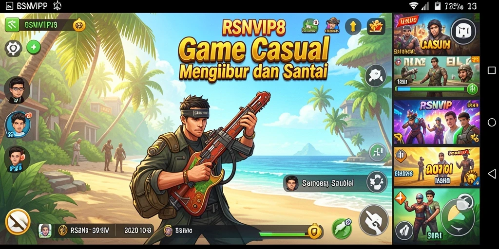 Tangkapan layar gameplay RSNVIP8 yang menampilkan karakter lucu dan level menarik.