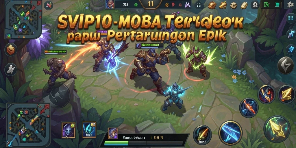 Tampilan gameplay SVIP10 dengan aksi MOBA yang mendebarkan.