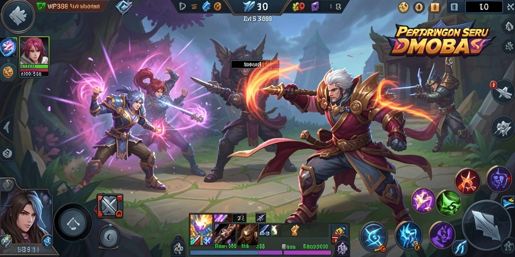 Gameplay seru WP888 di medan pertempuran MOBA.